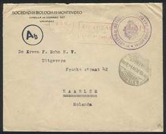 URUGUAY: Cover Of The Society Of Biology Of Montevideo Sent To The Netherlands On 16/NO/1941, Meter Postage Of 12c. With - Uruguay