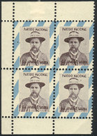 URUGUAY: Block Of 4 Of An Old Political Cinderella Of The Partido Nacional, Illustrated With Gral. Aparicio Saravia, VF  - Uruguay