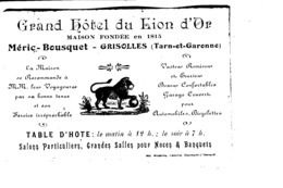 GRISOLLES  Carte Commerciale GRAND HÔTEL DI LION D'OR - Grisolles