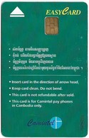 Cambodia - Camitel - Easycard Green 5$, (No Instructions Below Arrow), Used - Camboya