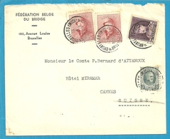 193+168+319 (3 Emissie Koning Albert) Op Brief Met Stempel BRUXELLES - 1919-1920  Cascos De Trinchera