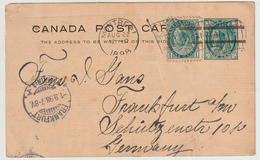 Carte Postale P17 (Webb) 1¢ Noir + 1c Vert (Scott 75) De Montréal à Francfort (Allemagne) Le 22/8/1898 - 1860-1899 Regno Di Victoria