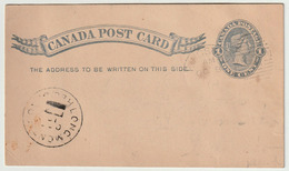 Carte Postale P5 (Webb) 1c Bleu De Kingston (Ont.) à Longmont (Col. USA) Le 8/10/??? - 1860-1899 Reinado De Victoria