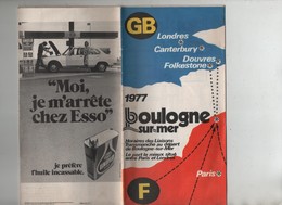 Boulogne Sur Mer GB Horaires Des Liaisons Transmanche Esso Aéroglisseur Aviation 1977 - Chemin De Fer