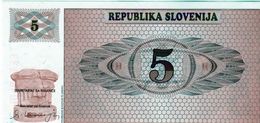 Billet De La République De La Slovénie 5 (Tolarjev) 1990 Neuf - Slovenia