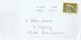 MONTIMBRAMOI AGNEAUX 20G SUR LETTRE ENTIERE 2013 - Storia Postale