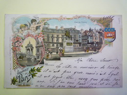 GP 2019 - 1045  Jolie Carte De Type Gruss  "Souvenir De Paris"  Avec Collage Au Verso  (vers 1900)   XXX - Other & Unclassified