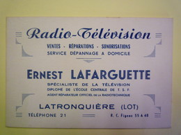 GP 2019 - 1046  CARTON  PUB  Ernest LAFARGUETTE  Radio-Télévision  (Latronquière - LOT)   XXX - Publicidad