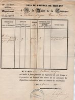 VP14.928 - MILITARIA - AGEN 1850 - Avis De Passage De Troupes 11 ème De Chasseurs X VALENCE D'AGEN - Documentos
