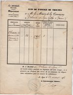 VP14.930 - MILITARIA - AGEN 1850 - Avis De Passage De Troupes 8 ème Bataillon De Chasseurs à Pied X VALENCE D'AGEN - Documents