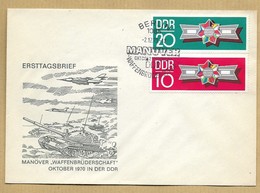Berlin DDR Ersttagsbrief Manöver "Waffenbrüderschaft" Oktober 1970 2scans 02-12-1970 Char D'assaut Tank Avion Mirage - Storia Postale