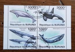 BURUNDI Mammiferes Marins, Baleines, Bloc De 4 Valeurs émises En 2011.  Oblitéré (used) - Whales