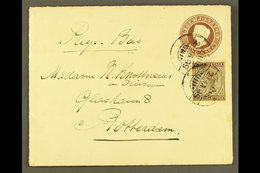 INDIA USED IN ADEN 1899 (21 Mar) India 1a Postal Stationery Envelope, Uprated With 1a6p Adhesive, To Rotterdam, Tied By  - Aden (1854-1963)