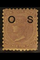 NEW SOUTH WALES OFFICIAL 1880 10d Lilac Perf 10 "O S" Overprint, SG O18ac, Mint Small Part Gum, Cat £425. For More Image - Other & Unclassified