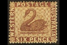 WESTERN AUSTRALIA 1861 6d Purple Brown Clean Cut Perf 14-16, SG 42, Unused & Without Gum. Lovely! For More Images, Pleas - Other & Unclassified