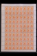 1948-56 ½d Orange Wallaroo, SG 228, Never Hinged Mint Complete Right-hand PANE Of 80 With Margins All Around, Containing - Autres & Non Classés