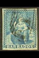 1852 (1d) Deep Blue, Britannia, SG 3, Superb Used. For More Images, Please Visit Http://www.sandafayre.com/itemdetails.a - Barbades (...-1966)