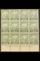 1938 ½d Green Badge Of The Colony, Lower Marginal Imprint Block Of Twelve, Position 10/6 Showing Recut Line, SG 248a, Fi - Barbados (...-1966)