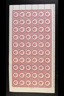 POSTAGE DUES 1950-53 6c Carmine (SG D6a) Never Hinged Mint COMPLETE PANE OF SIXTY STAMPS (6 X 10) With Margins All Round - Barbades (...-1966)