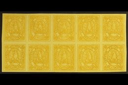 1867-68 50c Yellow Condor (SG 8, Scott 5), Very Fine Mint (most Stamps Never Hinged) BLOCK Of 10 (5x2), All Stamps With  - Bolivië