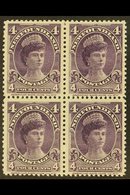 1897-1918 4c Violet Queen Mary, SG 43, A Superb Mint BLOCK OF FOUR, With The Lower Two Stamps Never Hinged. An Attractiv - Other & Unclassified