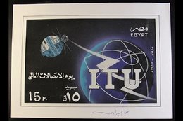 1990 INTERNATIONAL TELECOMMUNICATIONS UNION Unadopted Essay For A 15p Stamp, Hand Painted With Acetate Overlay Of Value  - Andere & Zonder Classificatie