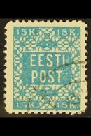 1918 15k Greenish Blue, Perf 11½, Mi 2A, Very Fine Used. For More Images, Please Visit Http://www.sandafayre.com/itemdet - Estland
