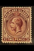 1912 2d Deep Reddish Purple, Line Perf 14, SG 62a, Very Fine Mint. For More Images, Please Visit Http://www.sandafayre.c - Falkland