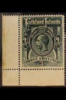1912 3s Slate Green, Wmk MCA, Geo V, SG 66, Very Fine NHM Corner Copy. For More Images, Please Visit Http://www.sandafay - Falkland Islands