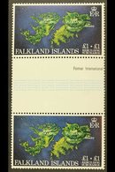 1982 £1+£1 Multicolored, "WATERMARK CROWN TO RIGHT OF CA" Variety, SG 430w, Very Fine Never Hinged Mint Vertical GUTTER  - Falklandeilanden