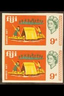 1968 9d Bamboo Raft Boat IMPERFORATE PAIR, SG 377 Unlisted Variety, Lightly Hinged Mint With BPA Certificate. For More I - Fiji (...-1970)