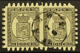 1871 10p Black/buff, Wove Paper, Type III Serpentine Roulette, SG 59, Fine Cds Used Intact Pair, Right Hand Stamp With 2 - Andere & Zonder Classificatie