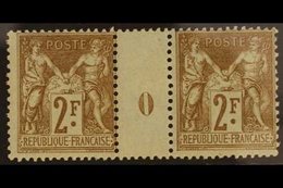 1898-1900 2f Brown On Pale Blue Sage (Yvert 105, SG 287), Fine Mint Horizontal Gutter MILLESIME NUMBER '0' PAIR (both St - Andere & Zonder Classificatie