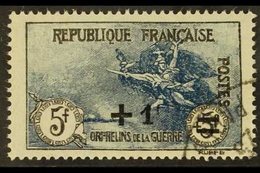 1922 +1f On 5f+5f Blue & Black War Orphans' Fund Surcharge (SG 395, Yvert 169), Very Fine Cds Used, Fresh. For More Imag - Autres & Non Classés