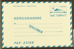 1977 1.60f Concorde SPECIMEN Aerogramme Special Printing For Cours D'Instruction (post Office Training Schools) Printed  - Andere & Zonder Classificatie