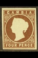 1874 4d Brown, SG5, Showing Sheet Marginal Letter "C" Watermark , Fine Mint With Four Good Margins. For More Images, Ple - Gambia (...-1964)