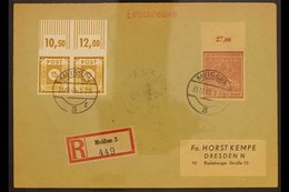 MEISSEN 1945 (31 Dec) Registered Cover Addressed To Dresden, Bearing Meissen 1945 12pf IMPERF Marginal Local Stamp (Mich - Otros & Sin Clasificación