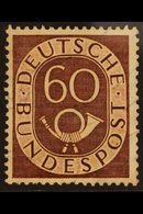 1951-52 60pf Red-brown Posthorn With BROWN SPOT IN "O" OF "BUNDESPOST" Plate Flaw, Michel 135 II, Lightly Used, Fresh &  - Other & Unclassified