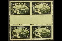 CAROLINE ISLANDS 1919 Black & White Mourning Label GUTTER BLOCK Of 4, Never Hinged Mint. Lovely Item For More Images, Pl - Other & Unclassified