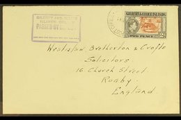 1941 (Aug) Neat Envelope To England, Bearing KGVI 2d Tied Ocean Island Cds, Violet Boxed "GILBERT AND ELLICE/ISLANDS COL - Gilbert & Ellice Islands (...-1979)