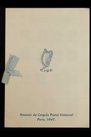 1947 UPU CONGRESS PRESENTATION FOLDER. A Special Printed 'Eire Souvenir Du Congres Postal Universel Paris, 1947' Present - Andere & Zonder Classificatie