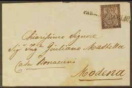 PARMA 1856 Cover To Modena Franked 1852 15c, Sass 3, Very Fine Used With Clear To Large Margins All Round And Tied With  - Non Classificati