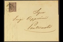 PARMA 1858 Commercial Entire To Pontremoli Franked 1852 15c, Sass 3, Very Fine 4 Margin Used, Tied By Parma Cds. Signed  - Non Classificati