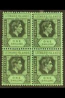 1942 1s Black And Grey On Emerald, SG 110bb, Superb Never Hinged Mint Block Of Four, Scarce Shade. For More Images, Plea - Leeward  Islands