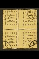 1919 SE-TENANT BLOCK. 1919 Third Kaunas Issue 20s+15s+60s+50s Se-tenant Block Of 4, Very Fine Used (mixed- Value Block)  - Lituania