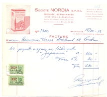 Factuur Facture - Société NORDIA - Bruxelles 1956 - Straßenhandel Und Kleingewerbe