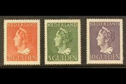 1946 2½g Brown-red, 5g Deep Green & 10g Deep Violet Queen Wilhelmina Definitives High Values (SG 617/19, Michel 454/56,  - Sonstige & Ohne Zuordnung