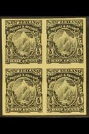 1898 ½d Mount Cook (as SG 246 Etc.) - An IMPERF PROOF BLOCK OF FOUR In Black On Ungummed Paper, Very Fine. For More Imag - Autres & Non Classés