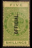 OFFICIAL 1915 Tall QV 5s Yellow-green, Perf 14½ X 14, SG O86, Very Fine Mint. For More Images, Please Visit Http://www.s - Autres & Non Classés