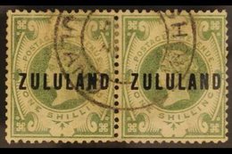 ZULULAND 1888 1s Dull Green, SG 10. Used Horizontal Pair With Central Part Enshove Cds Cancel. For More Images, Please V - Non Classificati